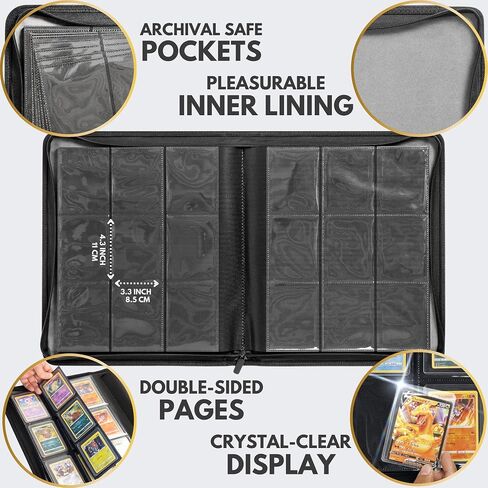 Forzarocket 324 Toploader Binder | 9-Pocket Zippered Ringless Album for TCG & Sports Cards | PU Leather Side-Load Storage in Kuwait