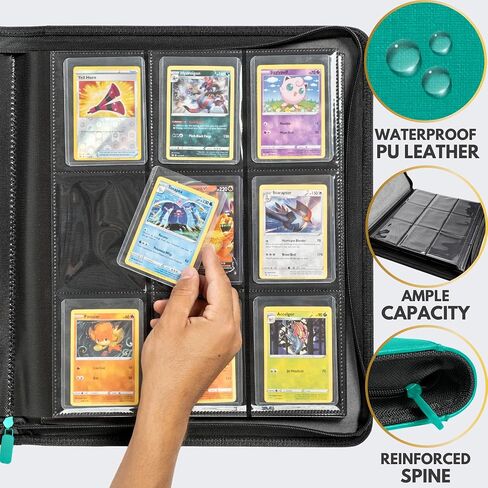 Forzarocket 324 Toploader Binder | 9-Pocket Zippered Ringless Album for TCG & Sports Cards | PU Leather Side-Load Storage in Kuwait