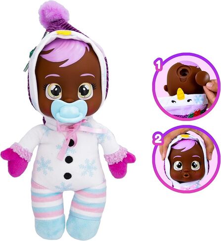 Cry Babies Tiny Cuddles Christmas Izzy - 9" Baby Dolls, Cries Real Tears, Blue Penguin Themed Pajamas in Kuwait