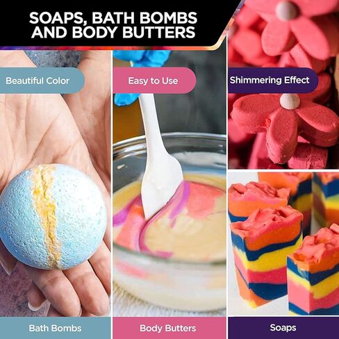 Mica Powder,18 Jars of Pigment for Paint, Dye, Soap Making, Nail Polish, Epoxy Resin, Candle Making, Bath Bombs, Slime，Colorant Soap Dye Candle Making Pearl Metallic Set in Kuwait