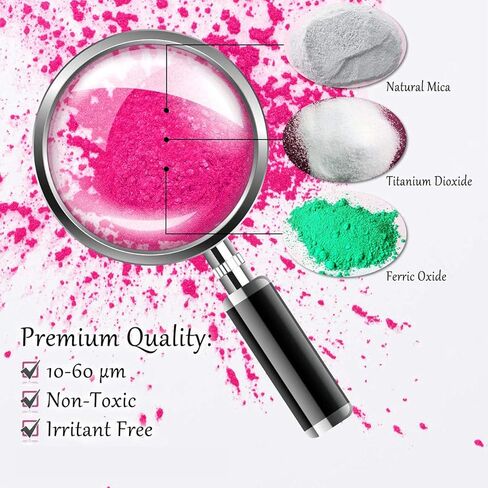 Mica Powder,18 Jars of Pigment for Paint, Dye, Soap Making, Nail Polish, Epoxy Resin, Candle Making, Bath Bombs, Slime，Colorant Soap Dye Candle Making Pearl Metallic Set in Kuwait