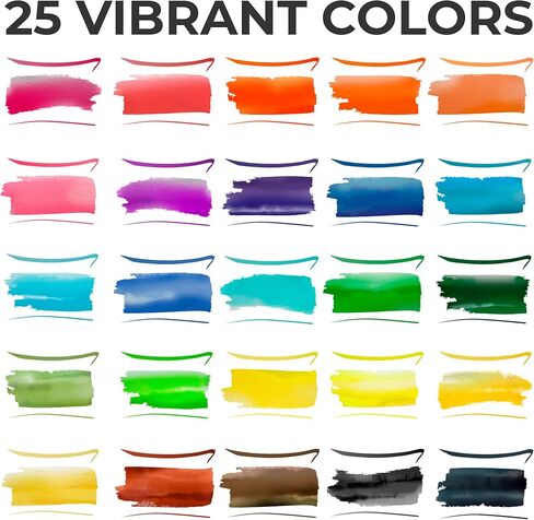 Artist Watercolor Brush Pens Set of 26 Vibrant Markers with Bonus 1 Water Brush Pen 25 Colors Flexible Nylon Tips Paper Pad & Carry Case Non-Toxic Safe & Fun Watercolors in Kuwait