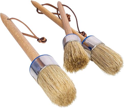 مجموعة فرش طلاء الطباشير - 3 قطع طلاء طباشير للأثاث، فرش طلاء وشمع ذات شعيرات طبيعية، استنسل طلاء، أثاث DIY، ديكور منزلي، صناعة البطاقات، الحرف الفنية DIY in Kuwait