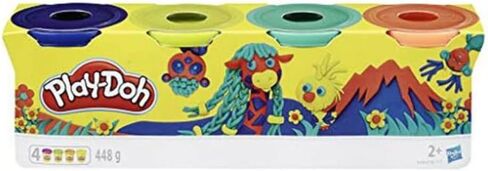 Play-Doh 4 Pack of Wild Non-Toxic Colors for Kids 2 Years and Up, 4-Ounce Cans (Dark Blue, Bright Green, Orange, Green) in Saudi Arabia