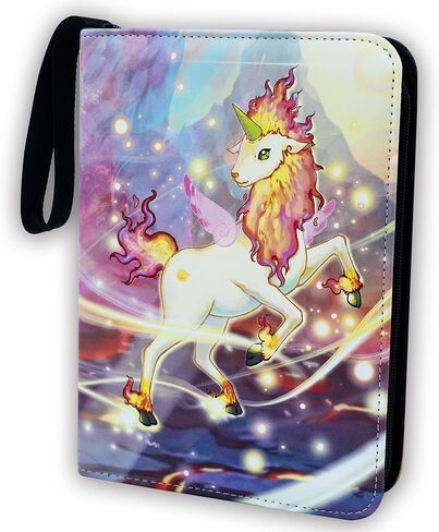 حافظة بطاقات، حافظة بطاقات بيمبر ذات 4 جيوب، حامل بطاقات بسحاب، حقيبة حمل مع 55 ورقة ممتازة (يونيكورن، 4 جيوب) in Kuwait