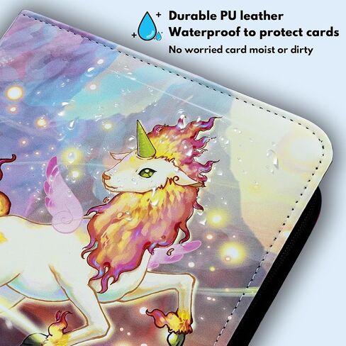 حافظة بطاقات، حافظة بطاقات بيمبر ذات 4 جيوب، حامل بطاقات بسحاب، حقيبة حمل مع 55 ورقة ممتازة (يونيكورن، 4 جيوب) in Kuwait