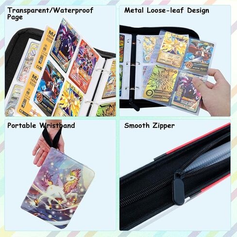 حافظة بطاقات، حافظة بطاقات بيمبر ذات 4 جيوب، حامل بطاقات بسحاب، حقيبة حمل مع 55 ورقة ممتازة (يونيكورن، 4 جيوب) in Kuwait