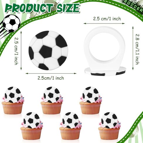 Barydat 48 Pcs Soccer Cupcake Topper Soccer Rings Sports Party Decorations Cupcake Rings for Boys Kids Birthday Sports Ball Game Theme Party Supplies Favors Decorations Gifts in Saudi Arabia