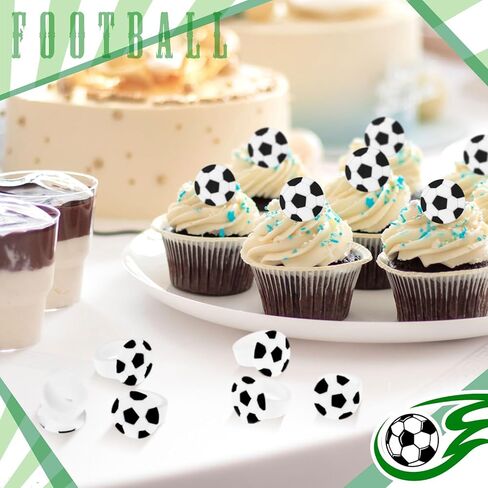 Barydat 48 Pcs Soccer Cupcake Topper Soccer Rings Sports Party Decorations Cupcake Rings for Boys Kids Birthday Sports Ball Game Theme Party Supplies Favors Decorations Gifts in Saudi Arabia