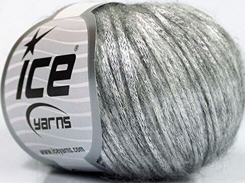 Rock Star, Silver Gray, Metallic Shine, Soft Nylon Merino Wool Acrylic Blend Yarn, 50 Gram in Saudi Arabia