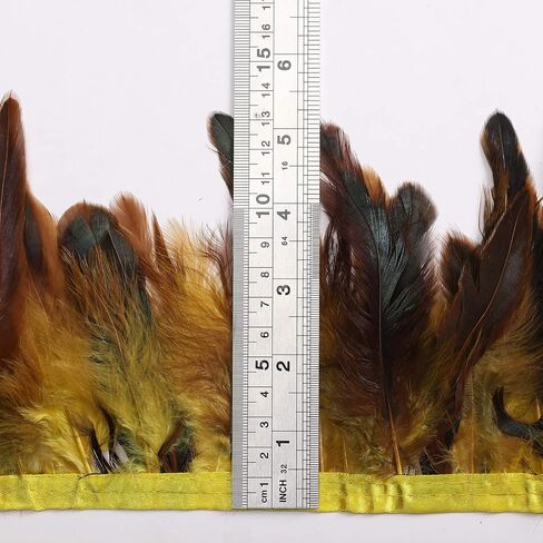 Rooster Hackle Feathers Fringe Trim - Natural Feather Trim for Crafts Sewing Costume Width 5-7 inches Pack of 5 Yards(Royal Blue) in Kuwait