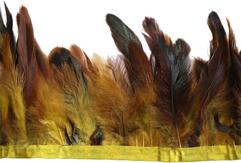 Rooster Hackle Feathers Fringe Trim - Natural Feather Trim for Crafts Sewing Costume Width 5-7 inches Pack of 5 Yards(Royal Blue) in Kuwait