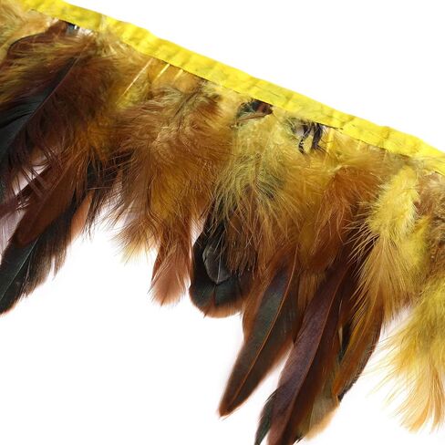 Rooster Hackle Feathers Fringe Trim - Natural Feather Trim for Crafts Sewing Costume Width 5-7 inches Pack of 5 Yards(Royal Blue) in Kuwait