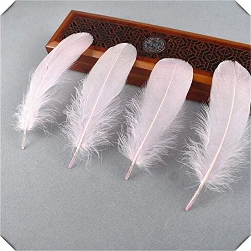 AWAYTR 100 Pcs Nature Goose Feathers for DIY Craft Wedding Home Party Decorations (Light Pink) in Kuwait