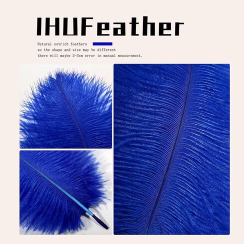 iHUFeather 20 قطعة من ريش النعام الأبيض الطبيعي مقاس 10-12 بوصة 25-30 سم لحفلات الزفاف المركزية عيد الفصح غاتسبي وتزيين المنزل من ريش النعام in Kuwait