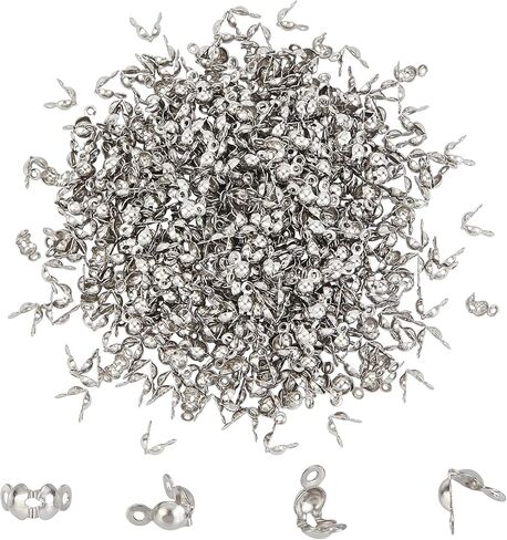 400 قطعة من NBEADS 304 أطراف خرز من الفولاذ المقاوم للصدأ، أطراف صدفية مفتوحة قابلة للطي على شكل خرزة أغطية عقدة أغطية نهاية ونتائج تجعيد لصنع المجوهرات والأساور والقلائد - لون ذهبي وفولاذ مقاوم للصدأ in Kuwait
