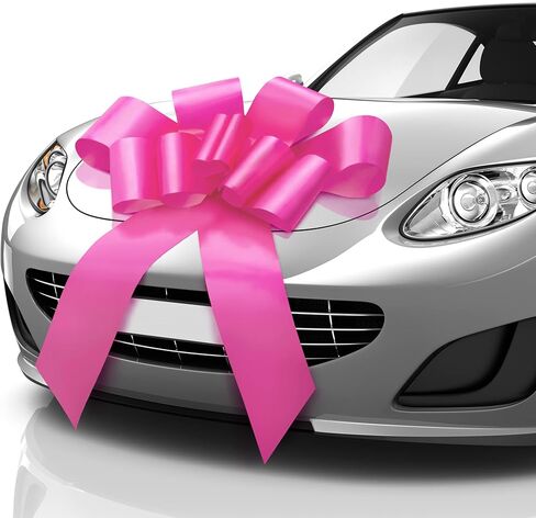MIFFLIN-USA Big Car Bow (Glossy Pink, 30 inch) Butterfly Shape Gift Bow, Giant Bow for Car, Birthday Bow, Huge Car Bow, Car Bows, Big Pink Bow, Bow for Gifts, Christmas Bow for Cars in Saudi Arabia