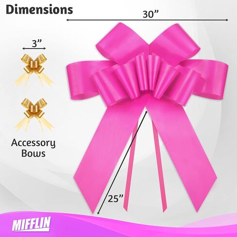 MIFFLIN-USA Big Car Bow (Glossy Pink, 30 inch) Butterfly Shape Gift Bow, Giant Bow for Car, Birthday Bow, Huge Car Bow, Car Bows, Big Pink Bow, Bow for Gifts, Christmas Bow for Cars in Saudi Arabia