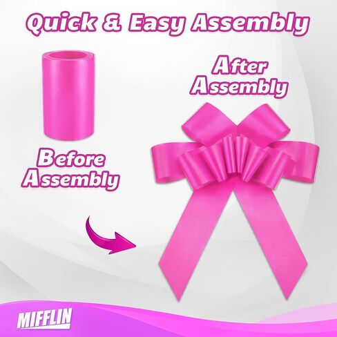 MIFFLIN-USA Big Car Bow (Glossy Pink, 30 inch) Butterfly Shape Gift Bow, Giant Bow for Car, Birthday Bow, Huge Car Bow, Car Bows, Big Pink Bow, Bow for Gifts, Christmas Bow for Cars in Saudi Arabia
