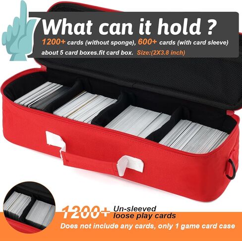 Arkeiliy Card Game Carrying Case for Cards Against Humanity, MTG Card Storage Bag Holding 1200+ Cards Fit for Trading Card Deck Box, Sports and Baseball Cards in Kuwait
