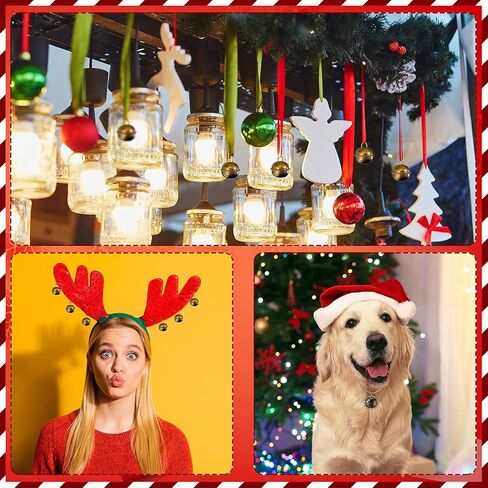 100 Pieces Christmas Bells 22mm Vintage Craft Bells Decorative Brass Bells Hanging Bronze Bell Ornaments 3 Piece Flax Rope for Wind Chimes Pet Dog Cat Pendants Christmas Tree Craft Decoration in Saudi Arabia