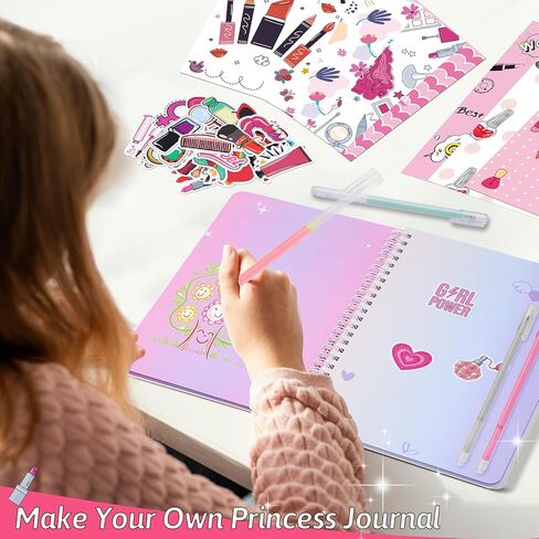 مجموعة مجلة Learn2M DIY للفتيات من سن 6 إلى 12 عامًا، مجموعة قرطاسية الأميرة، أفكار هدايا عيد الميلاد والكريسماس، الفنون والحرف اليدوية للأطفال، مجموعة لوازم سجل القصاصات والمذكرات in Kuwait