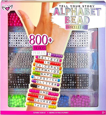 حافظة خرز حروف أبجدية نيون من Fashion Angels (12678)، أكثر من 800 حلية وخرز ملون، خالية من الشاشة/فنون وحرف/صناعة المجوهرات، هدية رائعة أو مكافأة، يوصى بها للأعمار من 8 سنوات فما فوق in Saudi Arabia