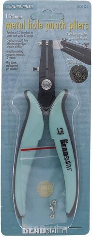 The Beadsmith 1.25mm Metal Hole Punch Pliers, with Gauge Guard to create clean holes, free of indents, ideal for 1.3mm rivets, cold connection, 22 gauge Sheet Metal or thinner, NOT INTENDED FOR THICKER METAL in Saudi Arabia