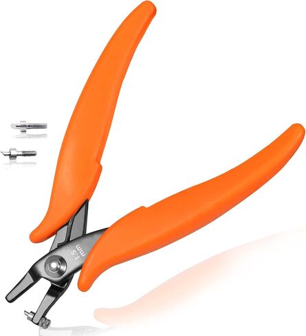 كماشة ثقب معدني من LEONTOOL مقاس 5.5 بوصة، كماشة ثقب دائري صغير، دبابيس بديلة لصنع المجوهرات لإنشاء ثقوب نظيفة مقاس 1.8 مم، أداة مجوهرات مع مقابض PVC للعمل اليدوي، أداة يدوية ذاتية الصنع in Kuwait