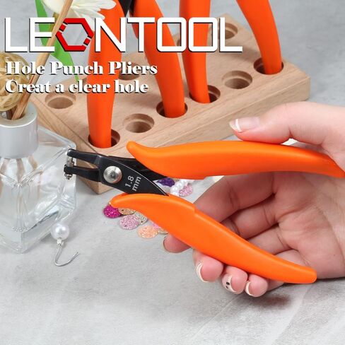 كماشة ثقب معدني من LEONTOOL مقاس 5.5 بوصة، كماشة ثقب دائري صغير، دبابيس بديلة لصنع المجوهرات لإنشاء ثقوب نظيفة مقاس 1.8 مم، أداة مجوهرات مع مقابض PVC للعمل اليدوي، أداة يدوية ذاتية الصنع in Kuwait
