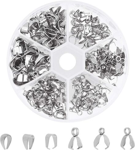 UNICRAFTALE 120pcs 6 Styles 304 Stainless Steel Pendant Pinch Bails Ice Pick Pinch Bails Clasp Dangle Charm Bead Pendant Jewelry Finding Connector Bail for Jewelry Making 7-10mm Long in Kuwait