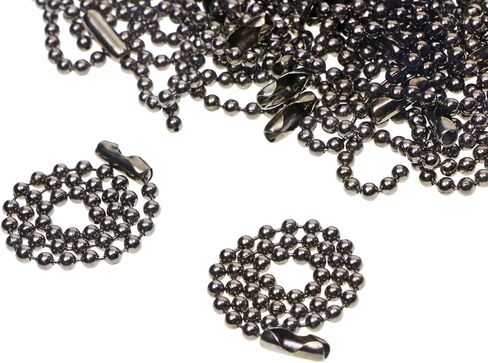 Shapenty 6 Inch Metal Ball Bead Chains Connector Clasp Extension Keychain Tag Key Rings for Jewelry Finding Making Accessories, 2.4mm Diameter, 20PCS (Black) in Saudi Arabia