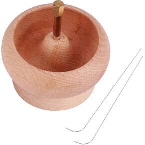 Faddare Wooden Making Bead Spinner, DIY Jewelry Making Bead Holder with Needle, Bracelet Bead Spinner Bowl Yarn Spinner Holder Beading Bowl for Jewelry Making Crafts(Wood) in Kuwait