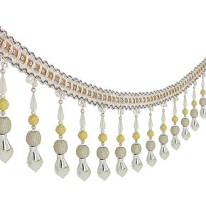 EMDOMO 3yards Beading Fringe Trimming Long Beads Tassel Curtain Trim Ribbon Trim for Cover Edge Decorative (Gray) in Kuwait