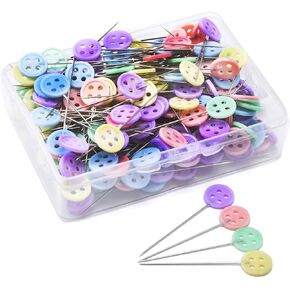 200 قطعة من دبابيس الرأس ذات الأزرار المسطحة في علبة مخصصة للمشاريع اليدوية للحياكة (ألوان متنوعة)، بلاستيك/فولاذ، مختلط in Kuwait