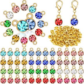 120 Pieces Charms for Jewelry Making Birthstone Charms Earring Charms Flower Charms Silver Charms Bling Charms Charms for Jewelry Making Earring Accessory, 12 Colors (Multiple Color)
