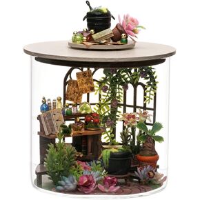 Flever Dollhouse Miniature DIY House Kit Creative Room Dream Bottle Series with Furniture for Romantic Valentine's Gift (Magic Garden)