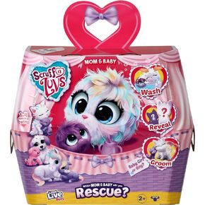 ليتل لايف بيتس | دمية حيوانات أليفة غامضة للأم والطفل من سكراف ايه لوفز - اغسل وعريس وانقاذ جرو حيوانات اليفة مخملية بالوان قوس قزح باستيل او مهر او قطة مع طفلها. in Kuwait