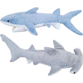Bedwina Stuffed Animal Sharks - Pack of 2 Large, 14 inch Mako & 13 inch Hammerhead Plush Shark Toys, Stuff Animals Toy, for Baby Toddlers & Kids in Kuwait