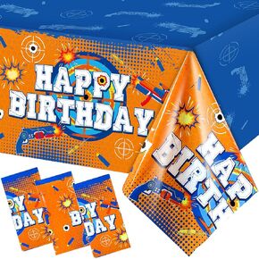 Tatuo Dart Battle Tablecloth Dart Battle Table Cover Gun Game Themed Rectangle Plastic Table Cover Party Supply for Gunfight Game Theme Birthday Party, 54 x 108 Inches(3 Pieces) in Kuwait