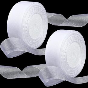 98 Yards Sheer Organza Ribbon Chiffon Ribbon Christmas Organza Satin Ribbon for Gift Wrapping, Decoration, Craft (Black, 5/8 Inch Wide)