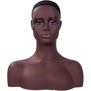 Realistic Female Mannequin Head with Shoulder Luxy Design Display Manikin Head Bust for Wigs,Makeup,Beauty Accessories Displaying