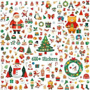 426 PCS Christmas Stickers, 142 Unique Designs Self Adhesive Labels Cute Snowmen/Reindeer/Santa Claus/Snowflakes, Gift Name Tag Merry Christmas Decoration for Kids, Holiday Favors (15 Sheets)