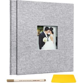 اوبيكو البوم صور لصور 3x5 4x6 5x7 8x10، البوم سجل قصاصات ذاتي اللصق، 20 ورقة 40 صفحة غطاء كتان مع نافذة عرض، كتاب صور تصنعه بنفسك، هدية مثالية لحفلات الزفاف والرضع والعائلة in Kuwait