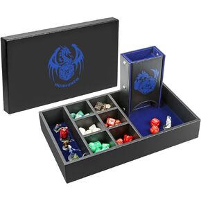 Wunhunew DND Dice Tray & Tower Storage Box, 4 in 1 D&D Dice Holder Case (Dice Rolling Tray, Dice Roller Tower, Dice & Miniature Storage), Great RPG Accessories Gifts for Dungeons and Dragons (Green)
