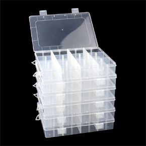Organizer Box with Parkical Adjustable Dividers, 28 Grids Plastic Storage Container for Jewelry, Craft DIY, Bead Organizer, Sewing, Dip Powder, Hair Accessories (3 Pack 28 Compartment Organizer Box)