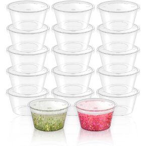 XINGLIAN 100 قطعة من الحاويات البلاستيكية الصغيرة الشفافة بوزن 2 أونصة مع أغطية لتخزين الكرات الإسفنجية للاستعمال مرة واحدة، حاويات مانعة للتسرب مع أغطية لصناعة الحرف اليدوية in Kuwait