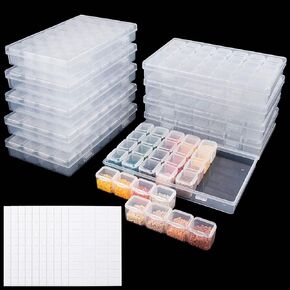 UOONY 280 Slots Diamond Painting Storage Containers Diamond Accessories and Tools Boxes Bead Organizer 28 Grids 10Pcs with 400Pcs Label Stickers for Nail Craft in Kuwait