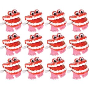 HAPPY DEALS ~ Wind Up Chatter Teeth with Eyes | 12 Pack | 1.75 inch Chattering Walking Toys