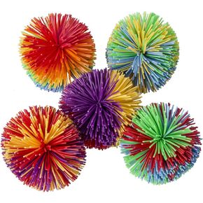 Hibery 5 Pack Monkey Stringy Balls, Great Sensory Toys Stress Balls, Rainbow Pom Bouncy Balls Games 90s Toys Fun Party Favor